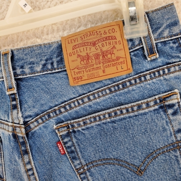 Vtg Levis 550 Blue Jean 16 Mis L 33x33 Hi Rise Relaxed Tapered Western 04/00 USA - Picture 13 of 16